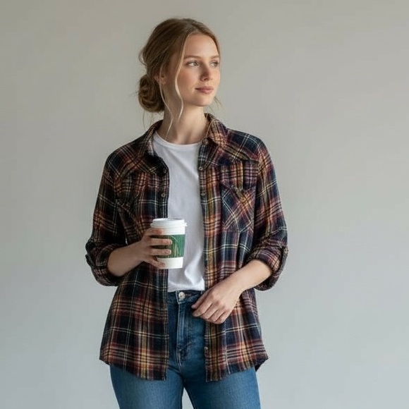 Indi & Cold Plaid Button-Down Shirt – XS, S, M - Picture 1 of 11